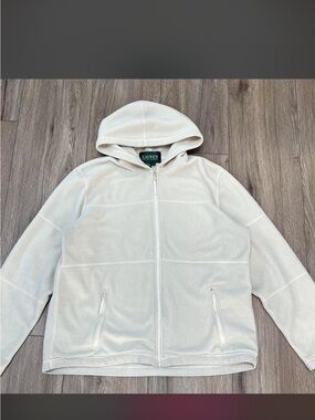 Lauren Ralph Lauren Off-White Fleece Hoodie with Zip up